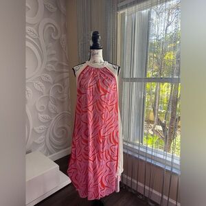 Zara Red and Pink Patterned Maxi Dress